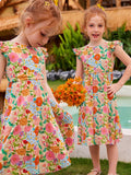 Floral Ruffle Fly Sleeve Dress