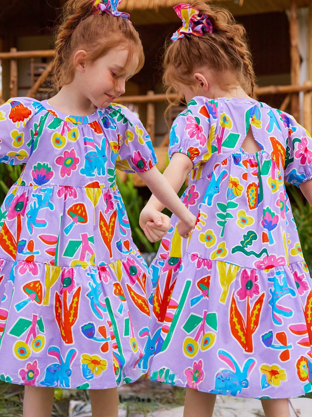 Floral Bubble Sleeve Dress