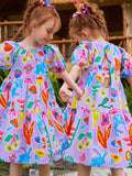 Floral Bubble Sleeve Dress