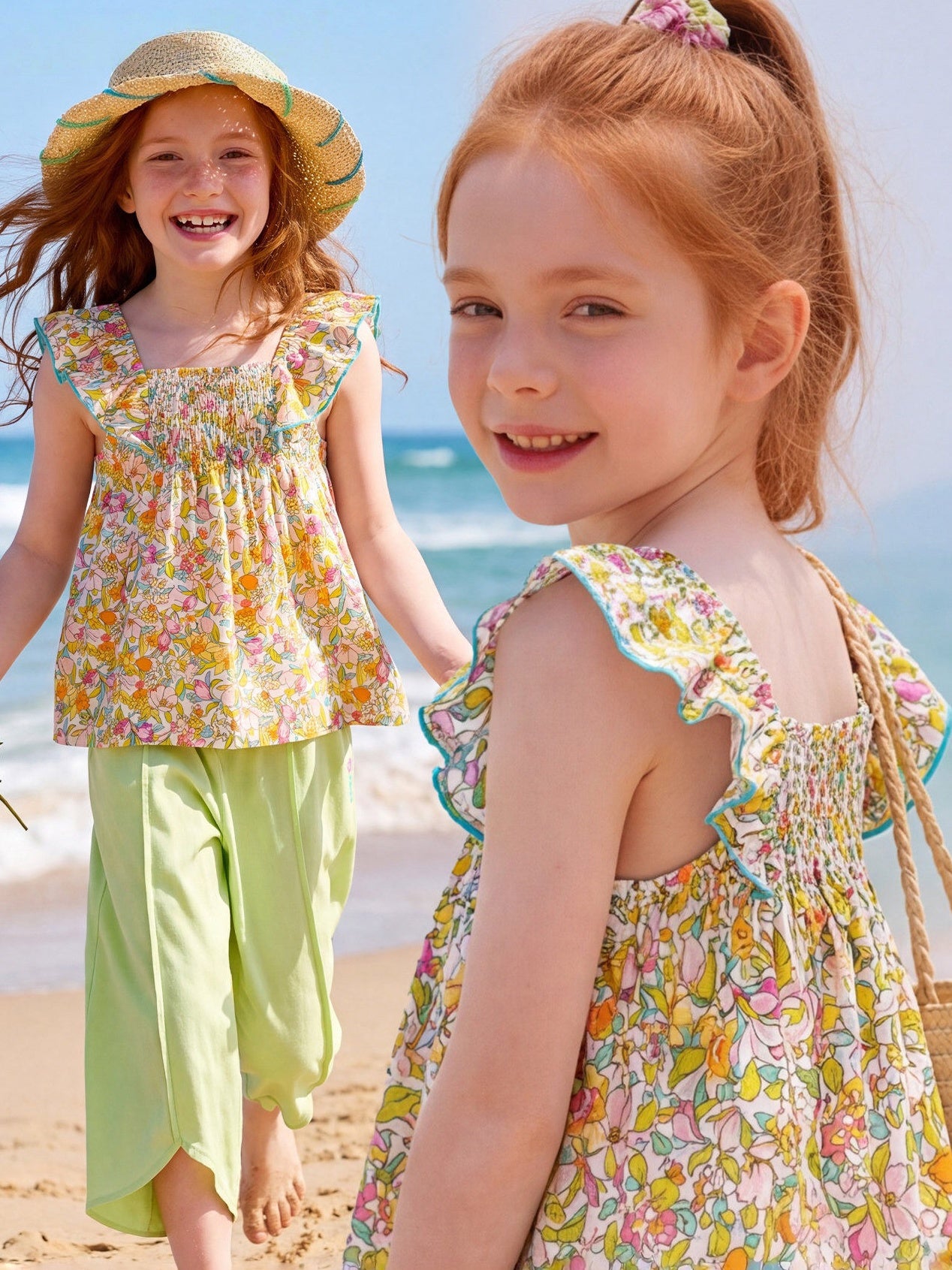 Floral Ruffled Pleated Top