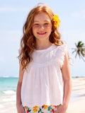 Lace Fly Sleeve Ruffled Top