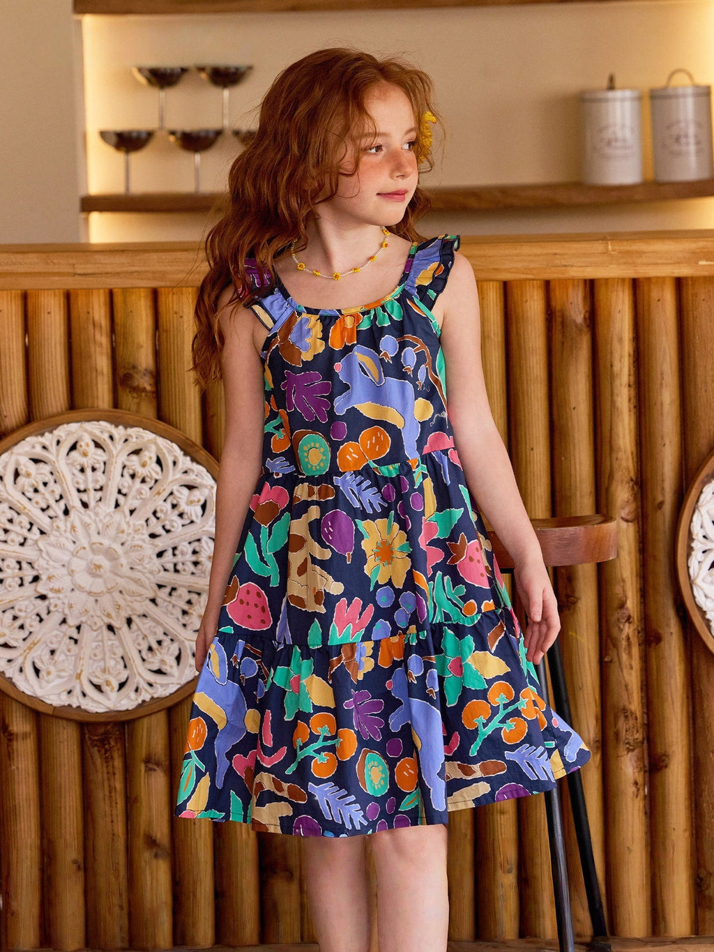 Floral Ruffle Spaghetti Strap Dress