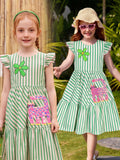Striped Sequin Embroidered Dress