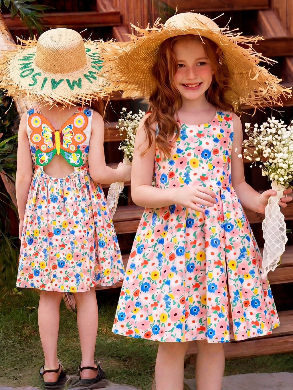 Floral Butterfly Sleeveless Dress