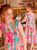 Floral Colorful Fly Sleeve Dress