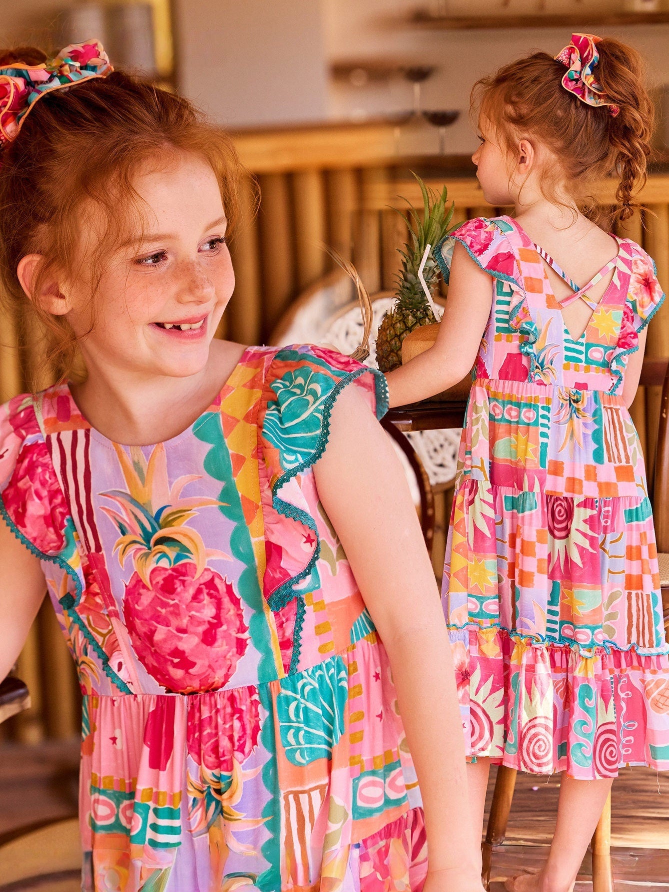 Floral Colorful Fly Sleeve Dress