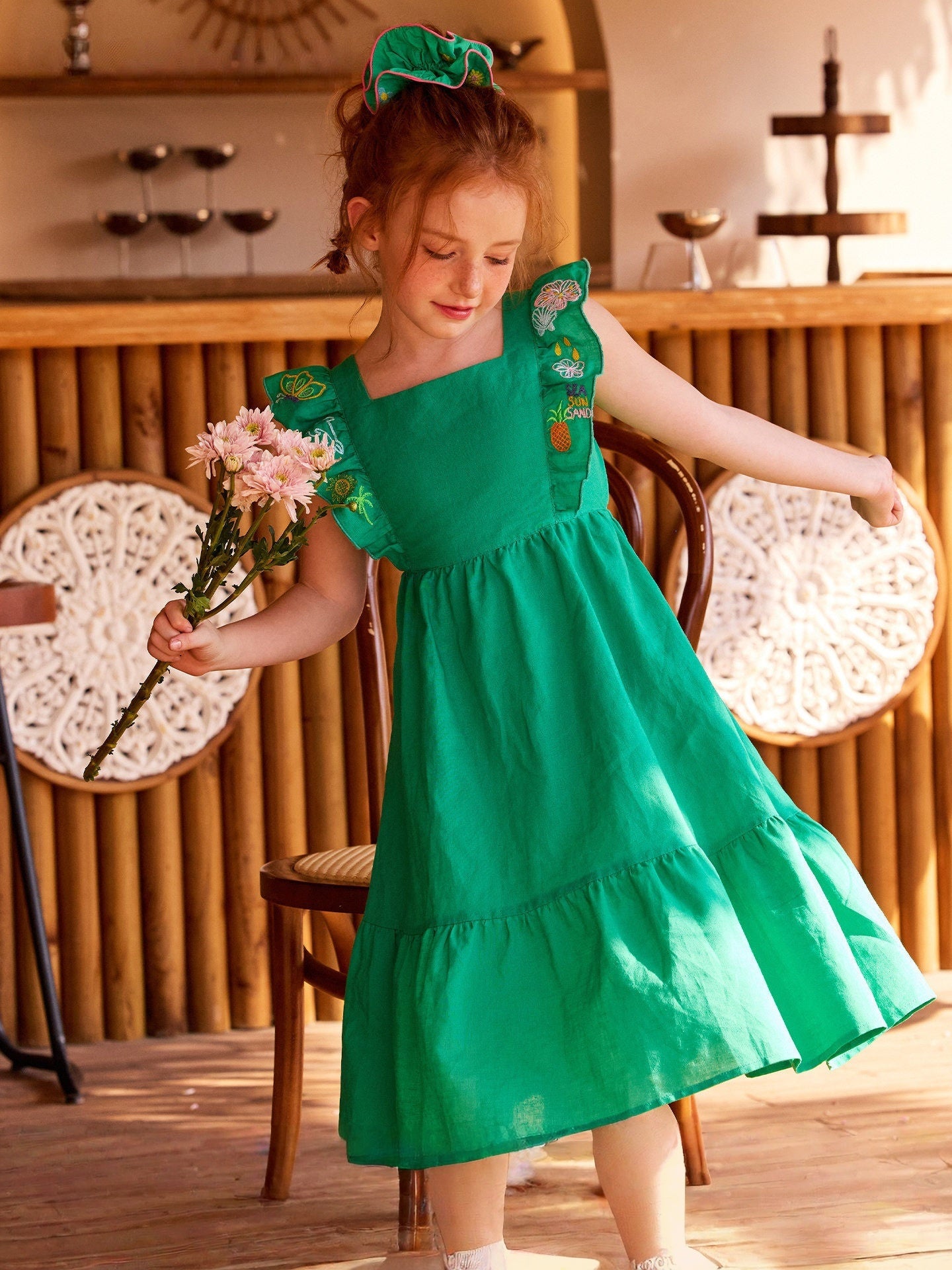 Green Backless Bow Maxi Dress