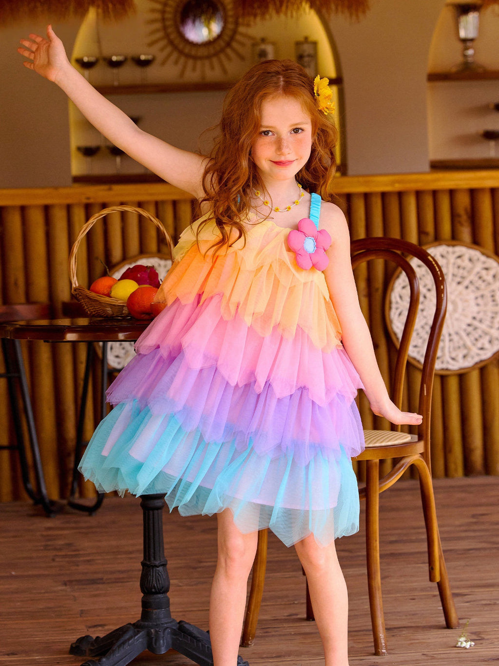 Rainbow Mesh Cake Dress