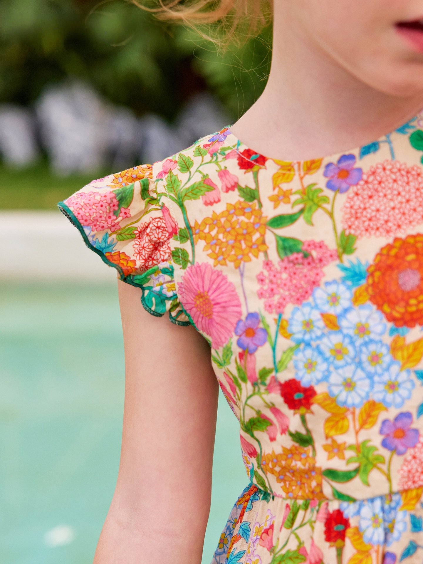 Floral Ruffle Fly Sleeve Dress