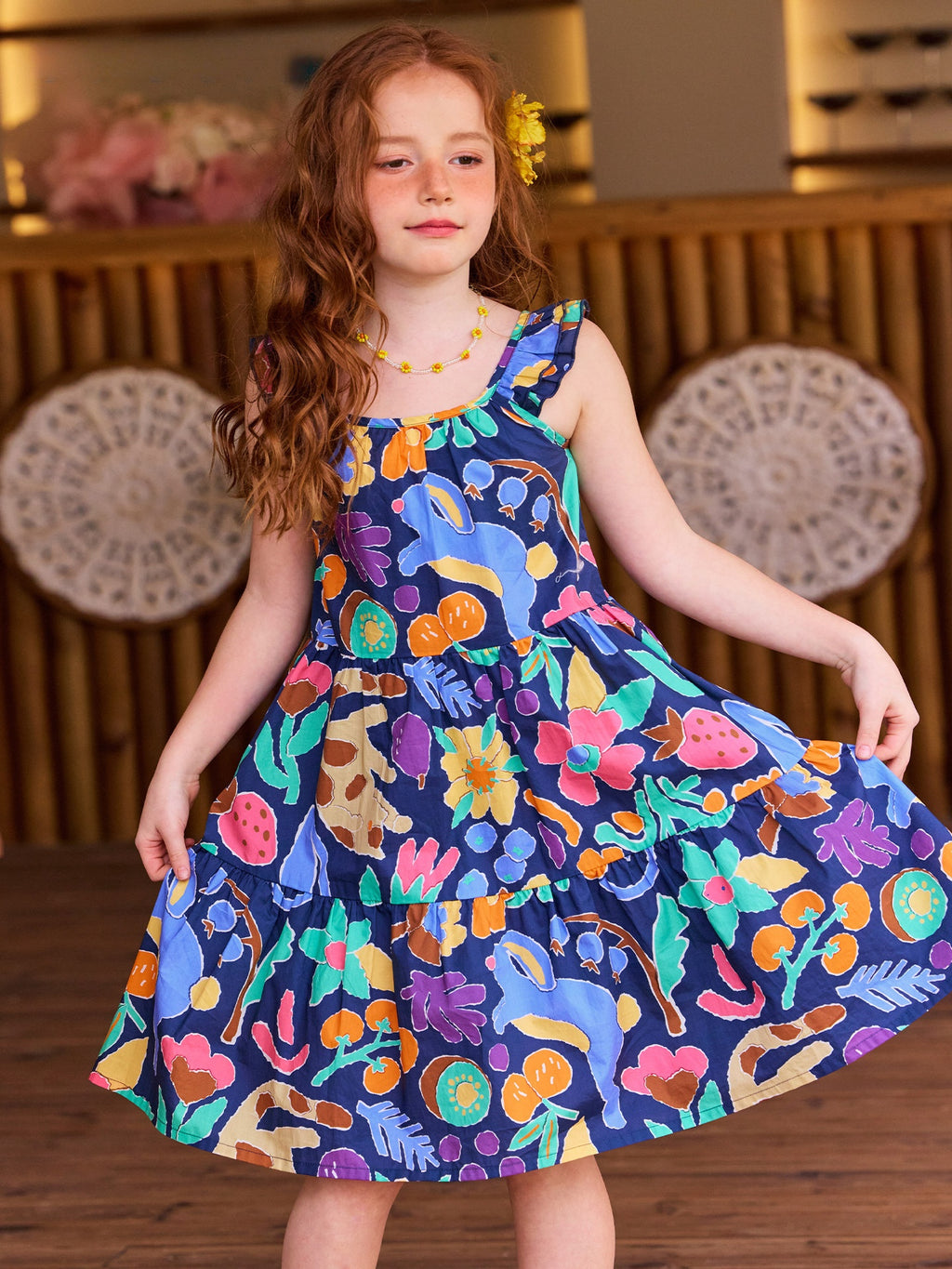 Floral Ruffle Spaghetti Strap Dress