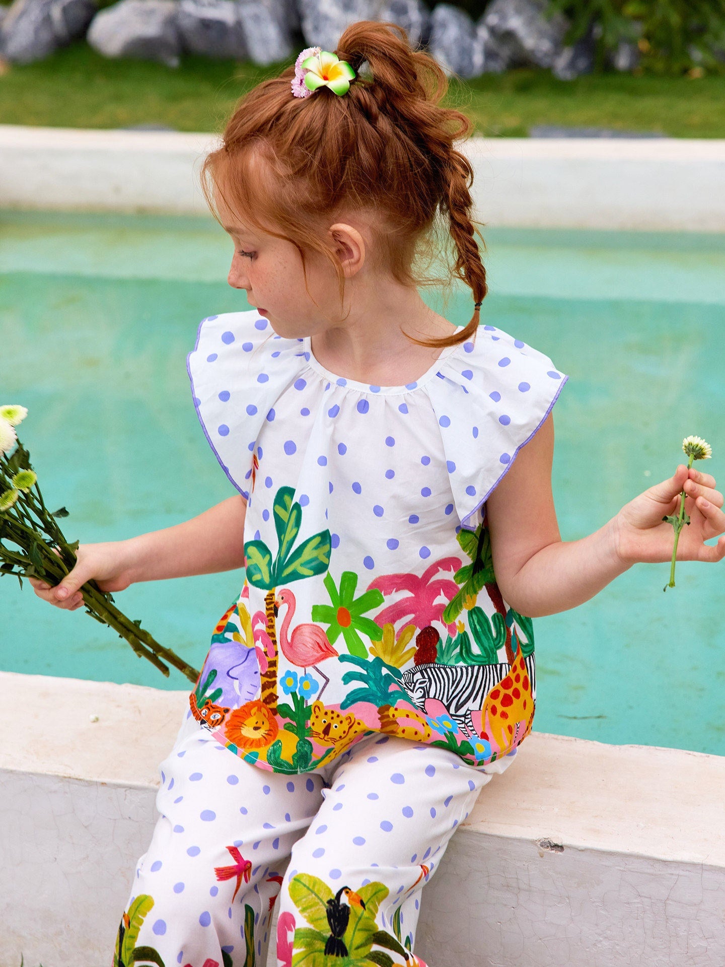 Polka Dot Jungle Print Top