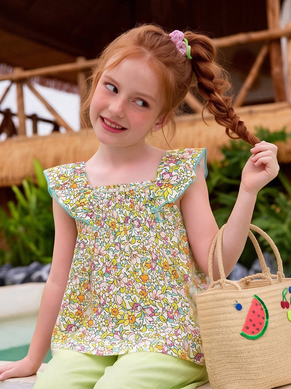 Floral Ruffled Pleated Top
