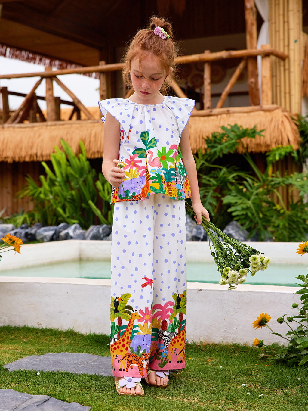Polka Dot Jungle Print Pant