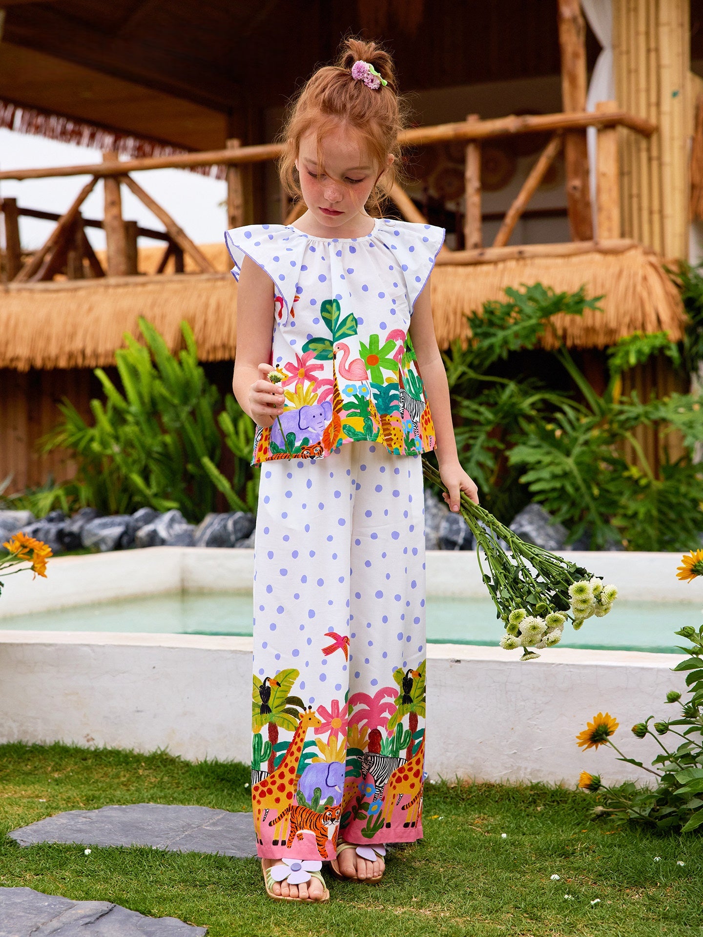 Polka Dot Jungle Print Pant