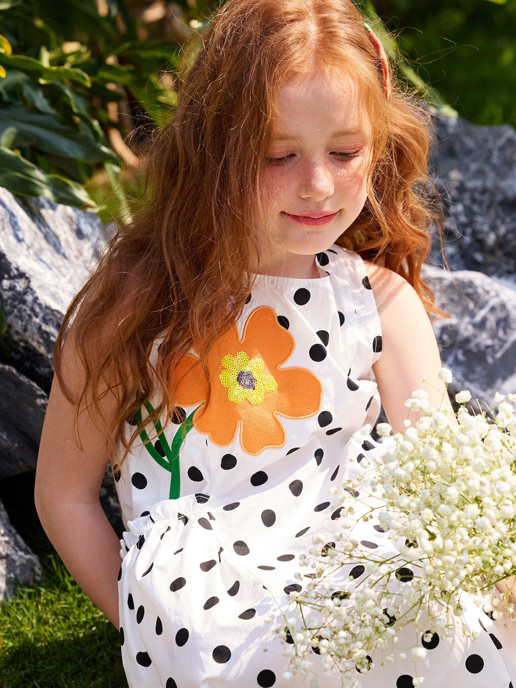 Polka Dot Flower Dress With Pockets