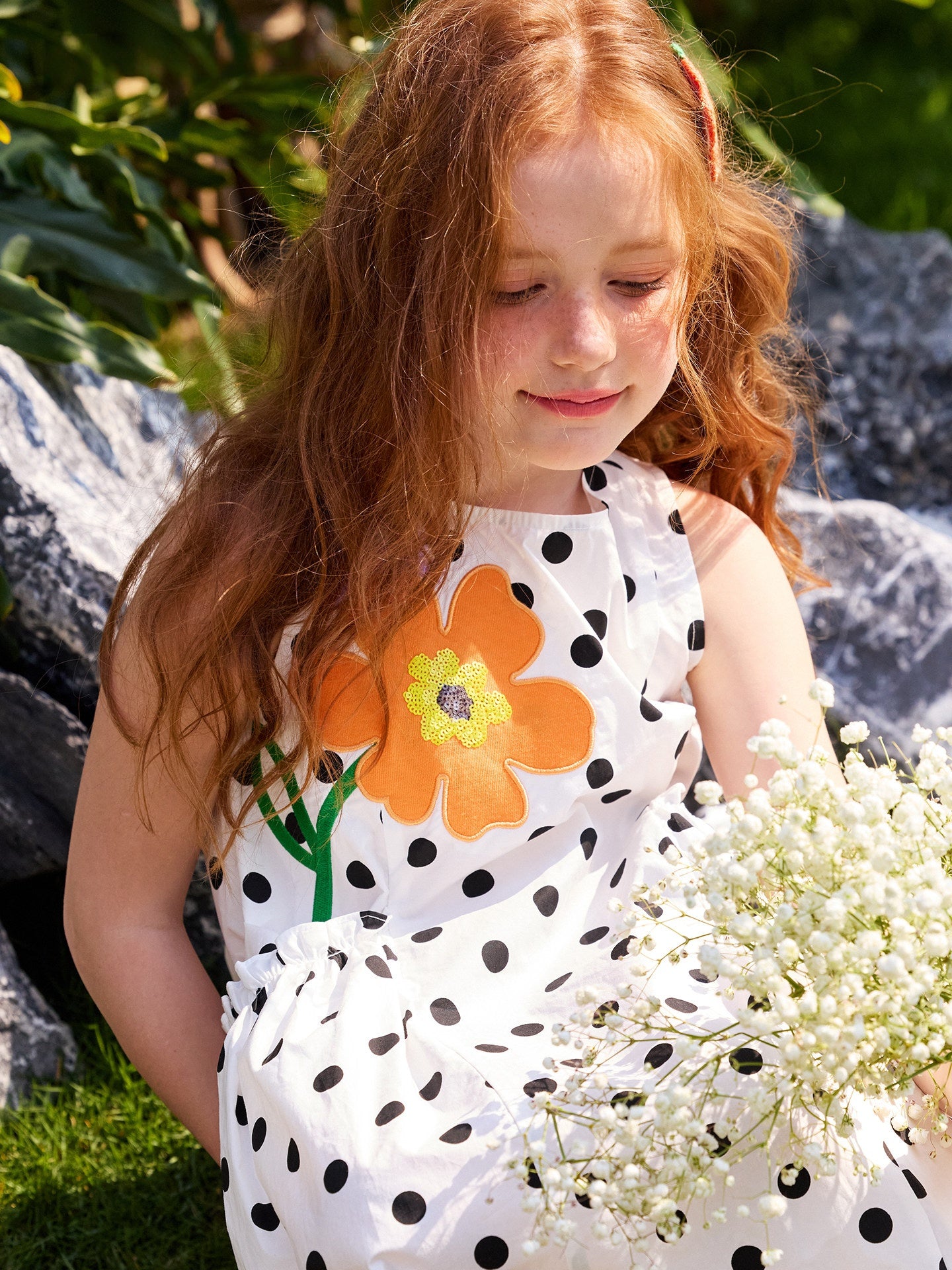 Polka Dot Flower Dress With Pockets