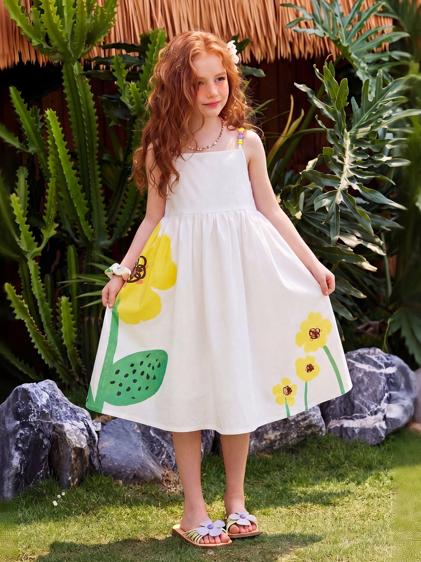 Flower Print Spaghetti Strap Dress