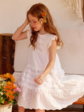 Lace Fly Sleeve Ruffled Dress
