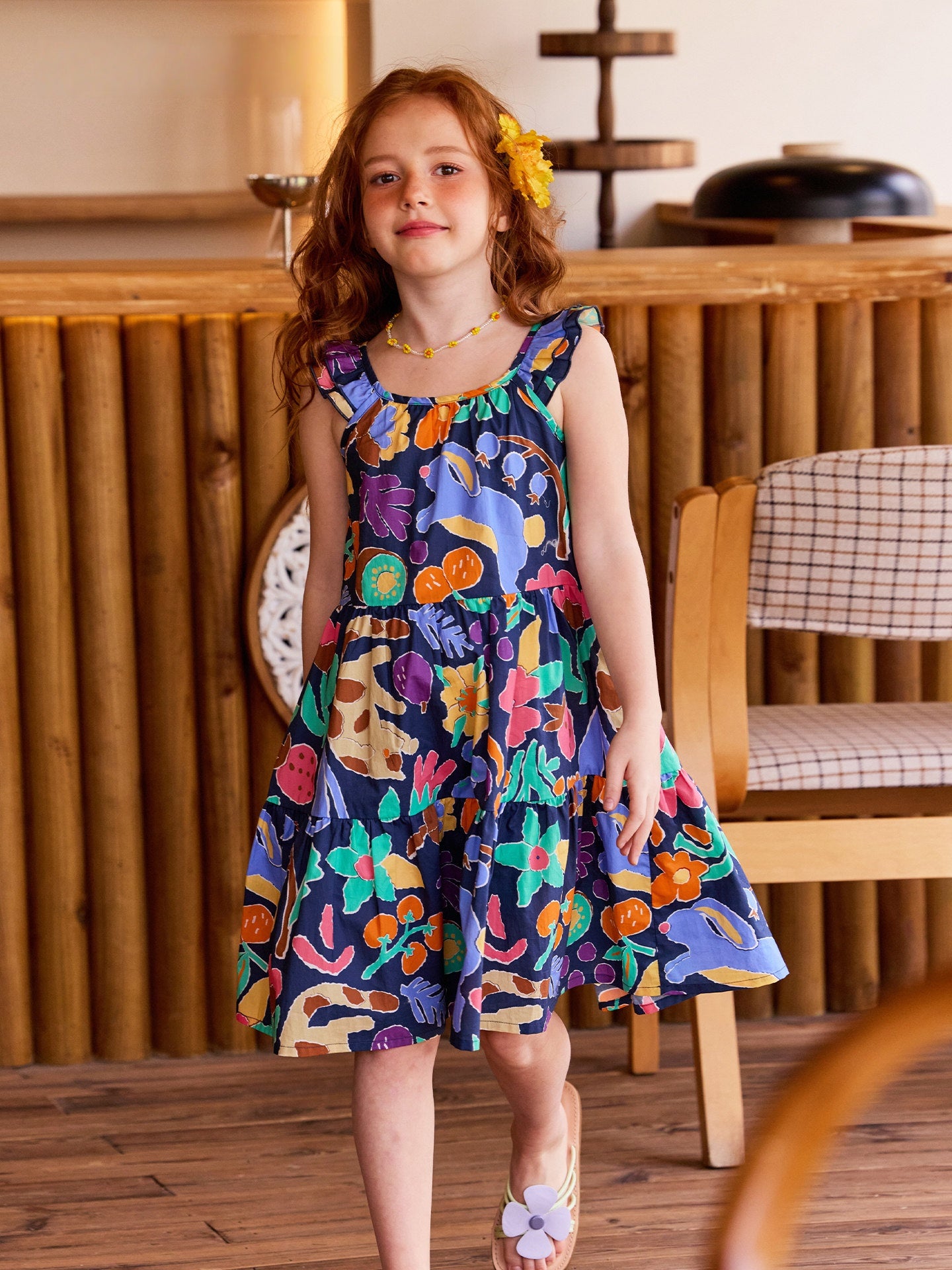 Floral Ruffle Spaghetti Strap Dress
