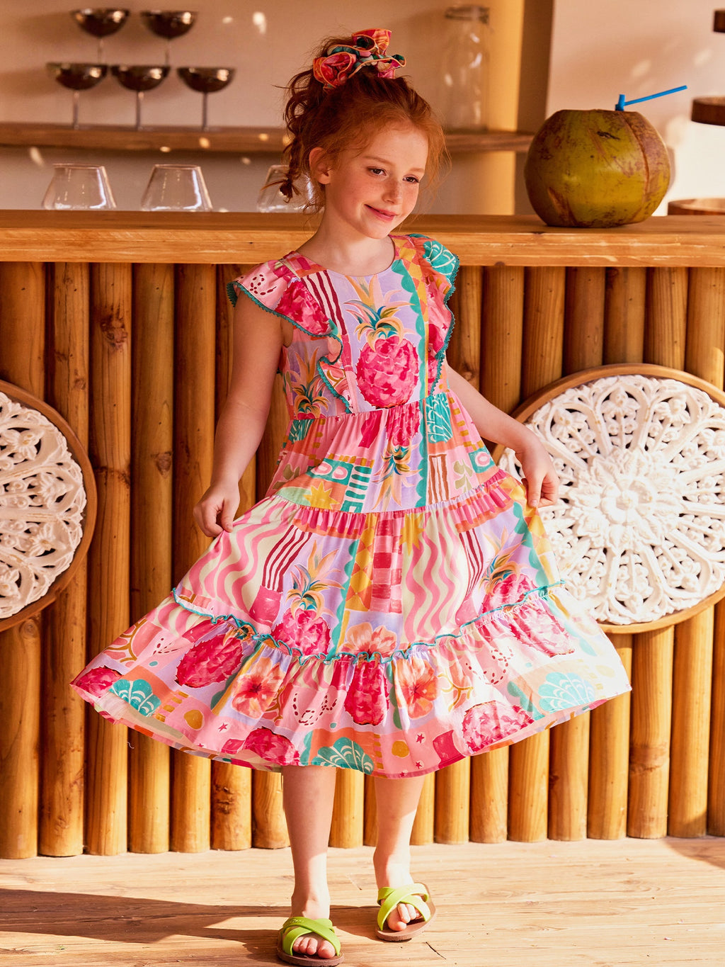 Floral Colorful Fly Sleeve Dress