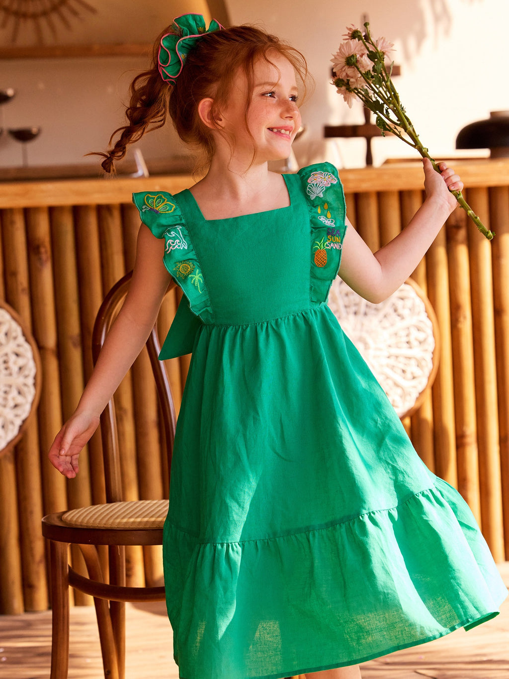 Green Backless Bow Maxi Dress