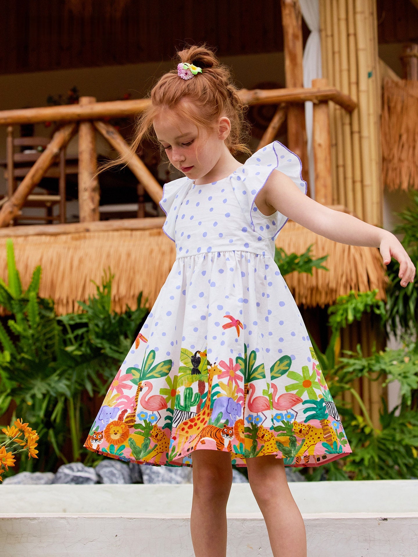 Polka Dot Flower Dress With Bow