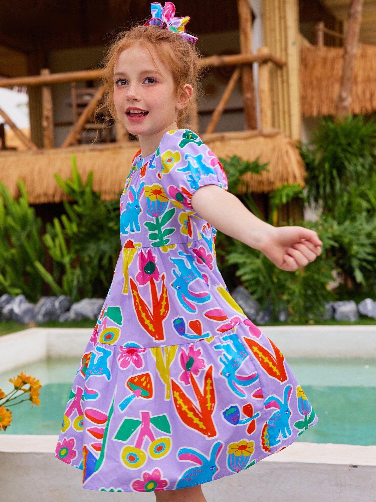 Floral Bubble Sleeve Dress