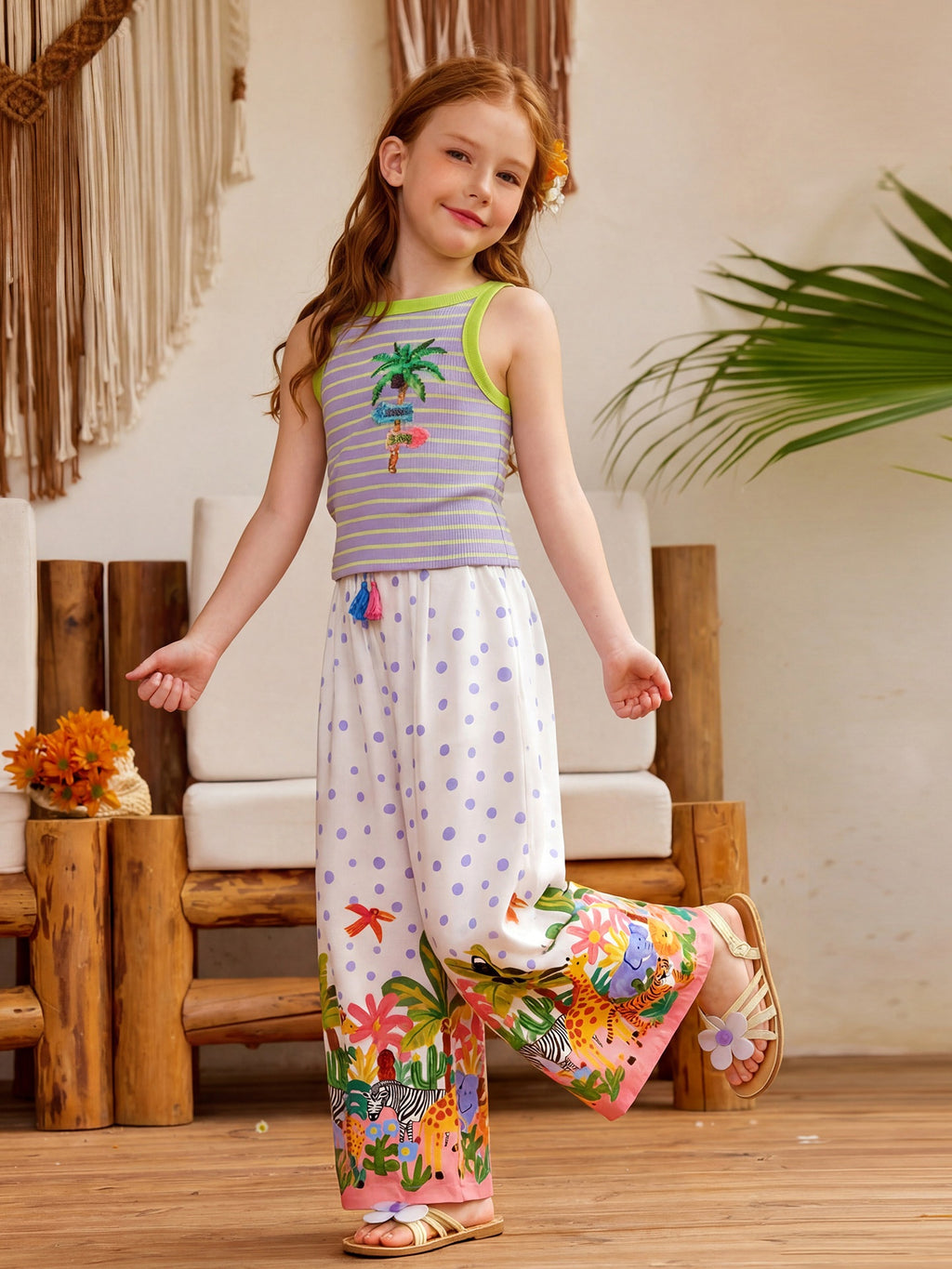 Polka Dot Jungle Print Pant