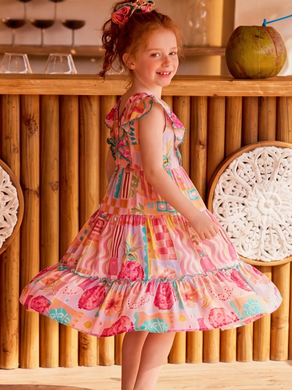 Floral Colorful Fly Sleeve Dress
