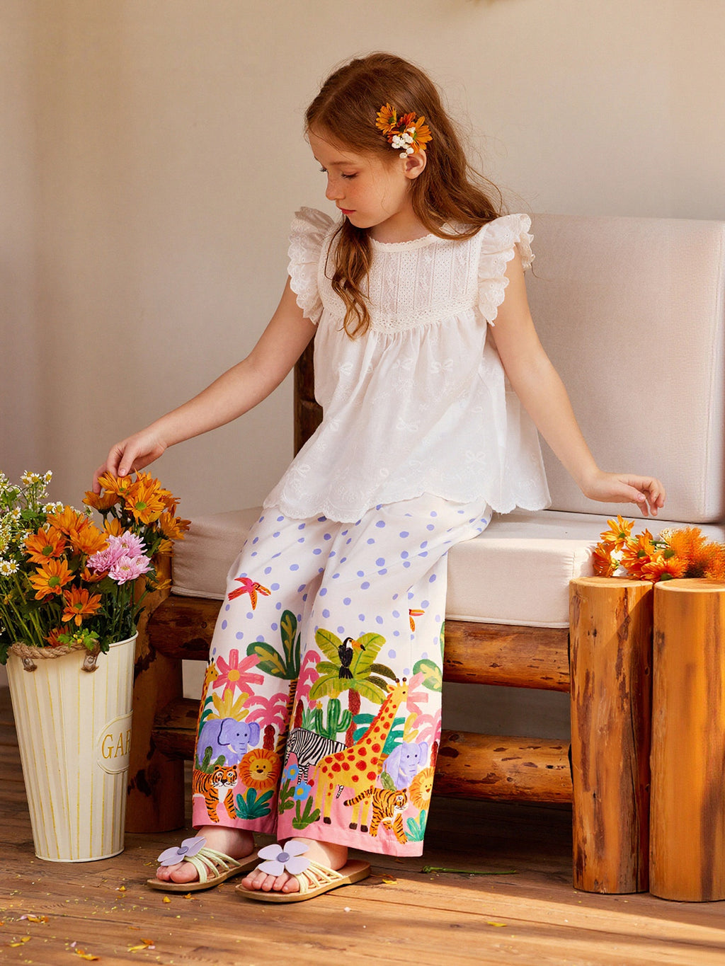 Polka Dot Jungle Print Pant