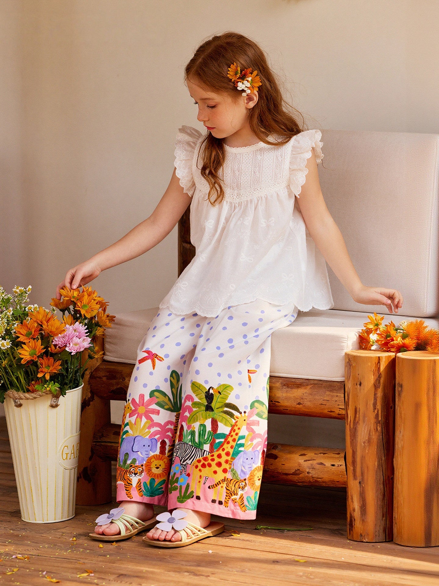Polka Dot Jungle Print Pant