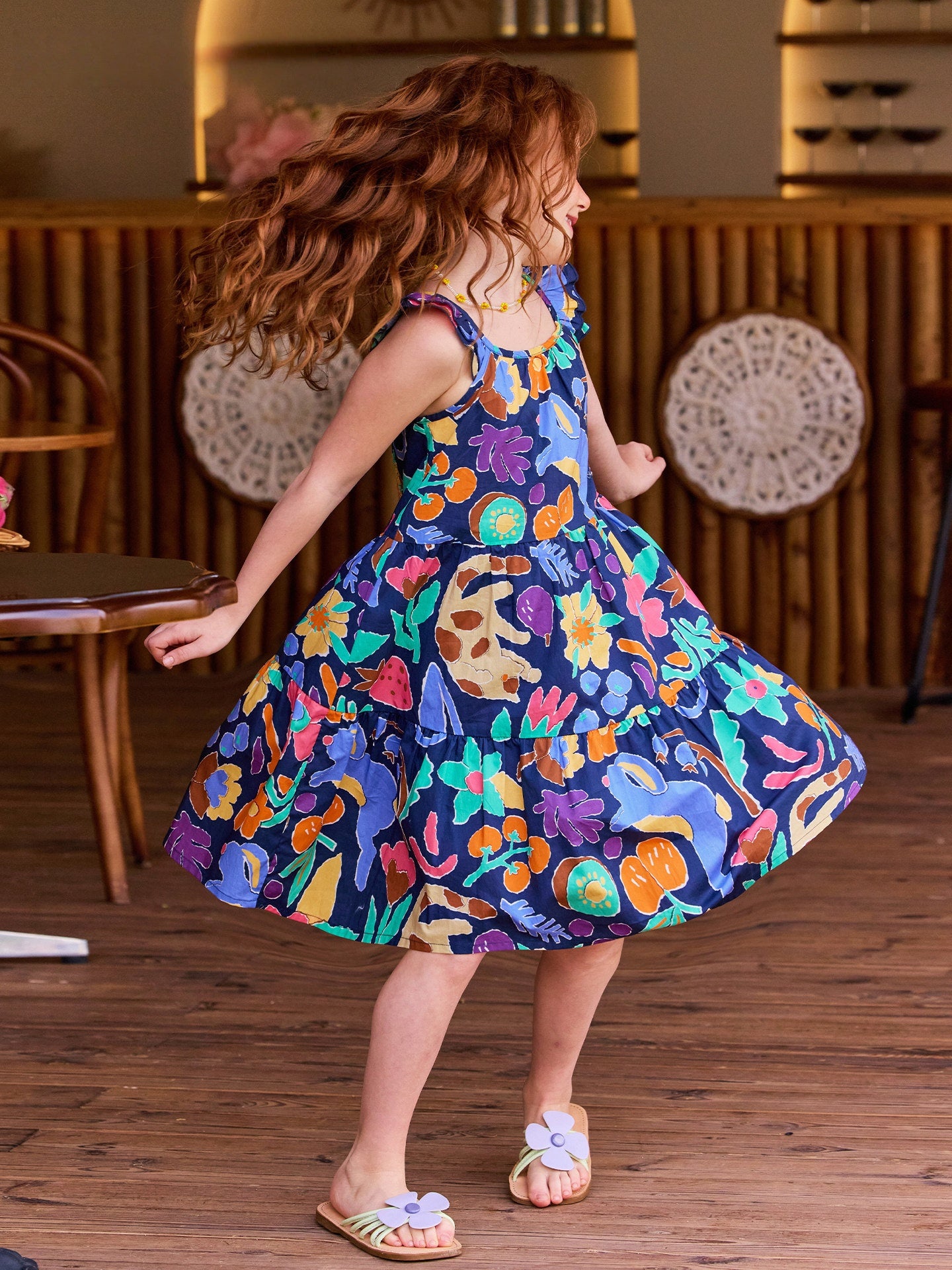 Floral Ruffle Spaghetti Strap Dress
