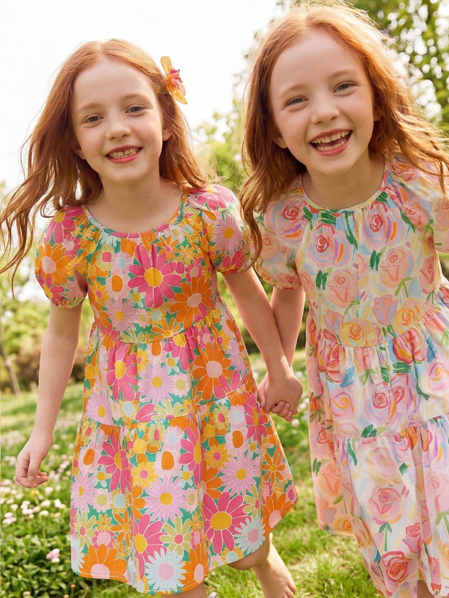 Floral Bubble Sleeve Dress