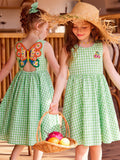 Green Plaid Butterfly Sleeveless Dress