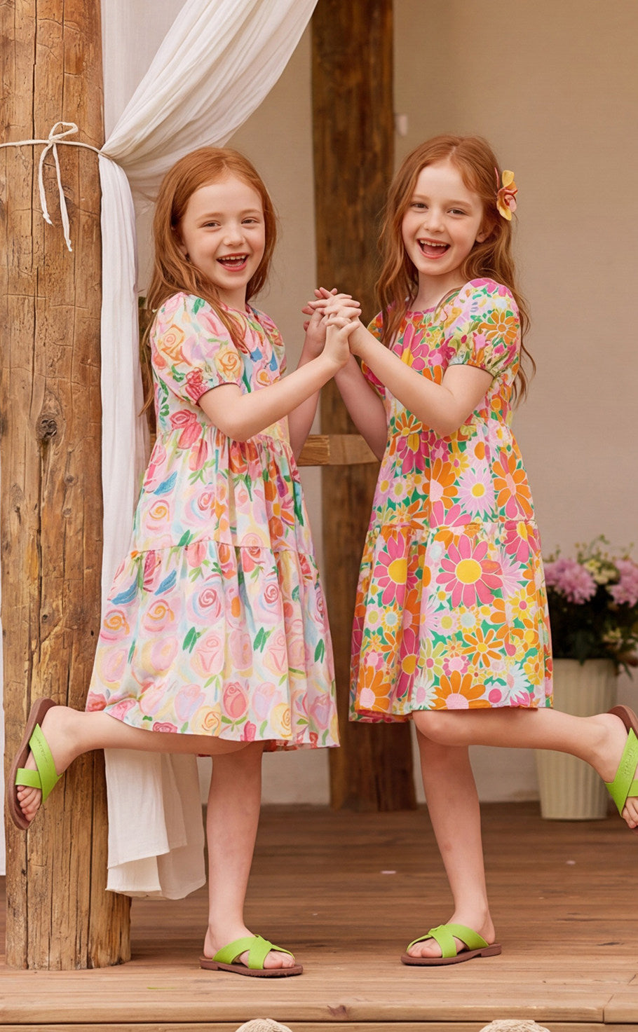 Floral Bubble Sleeve Dress