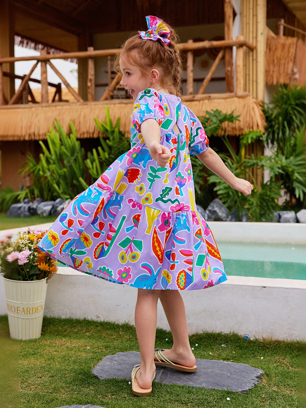 Floral Bubble Sleeve Dress