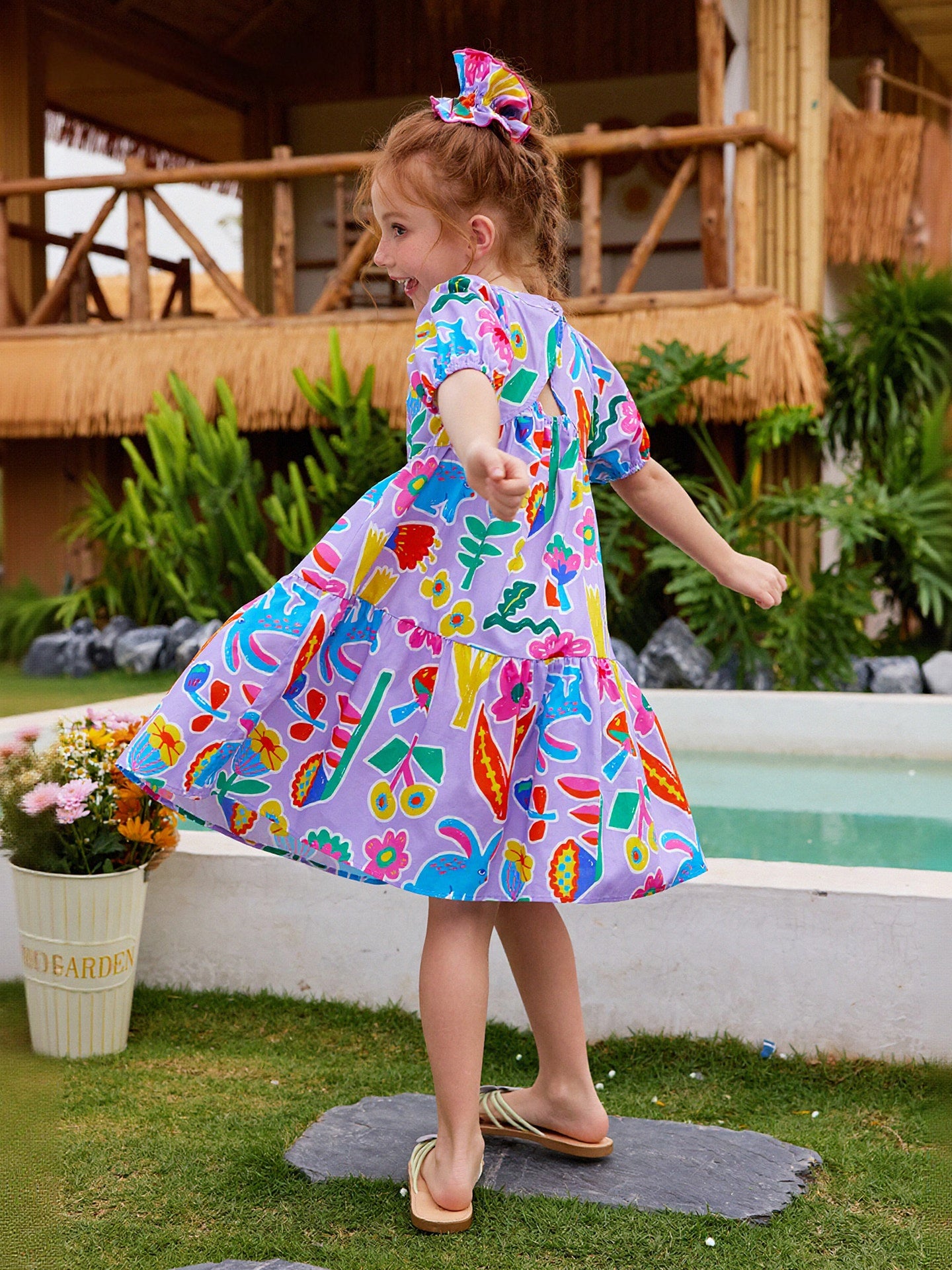 Floral Bubble Sleeve Dress