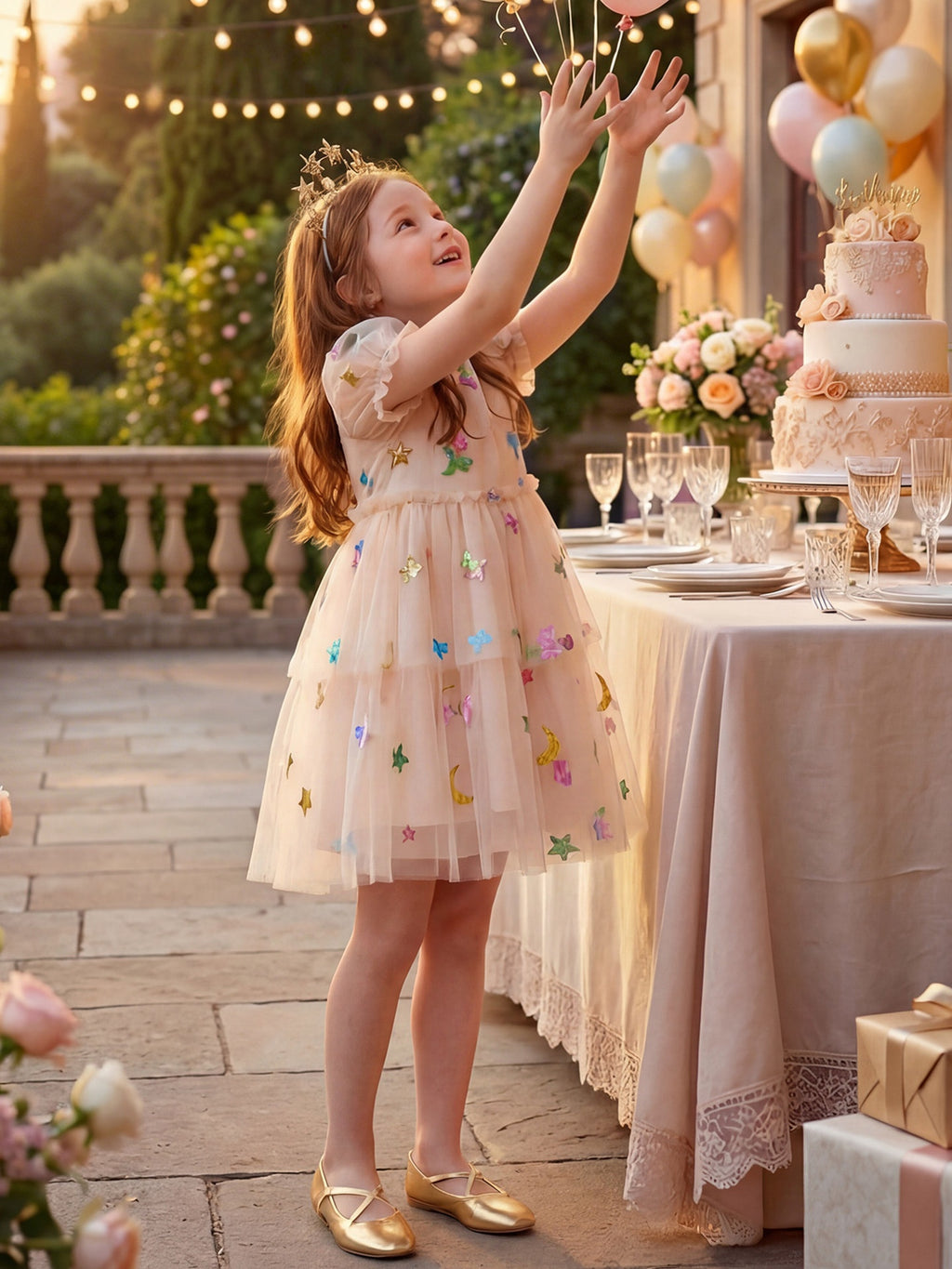Sequin Bubble Sleeve Mesh Party Dress