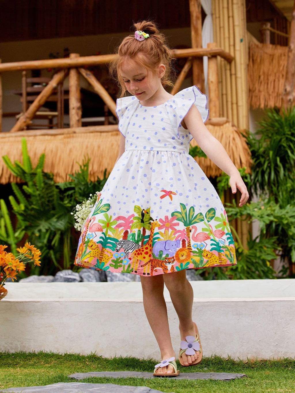 Polka Dot Flower Dress With Bow