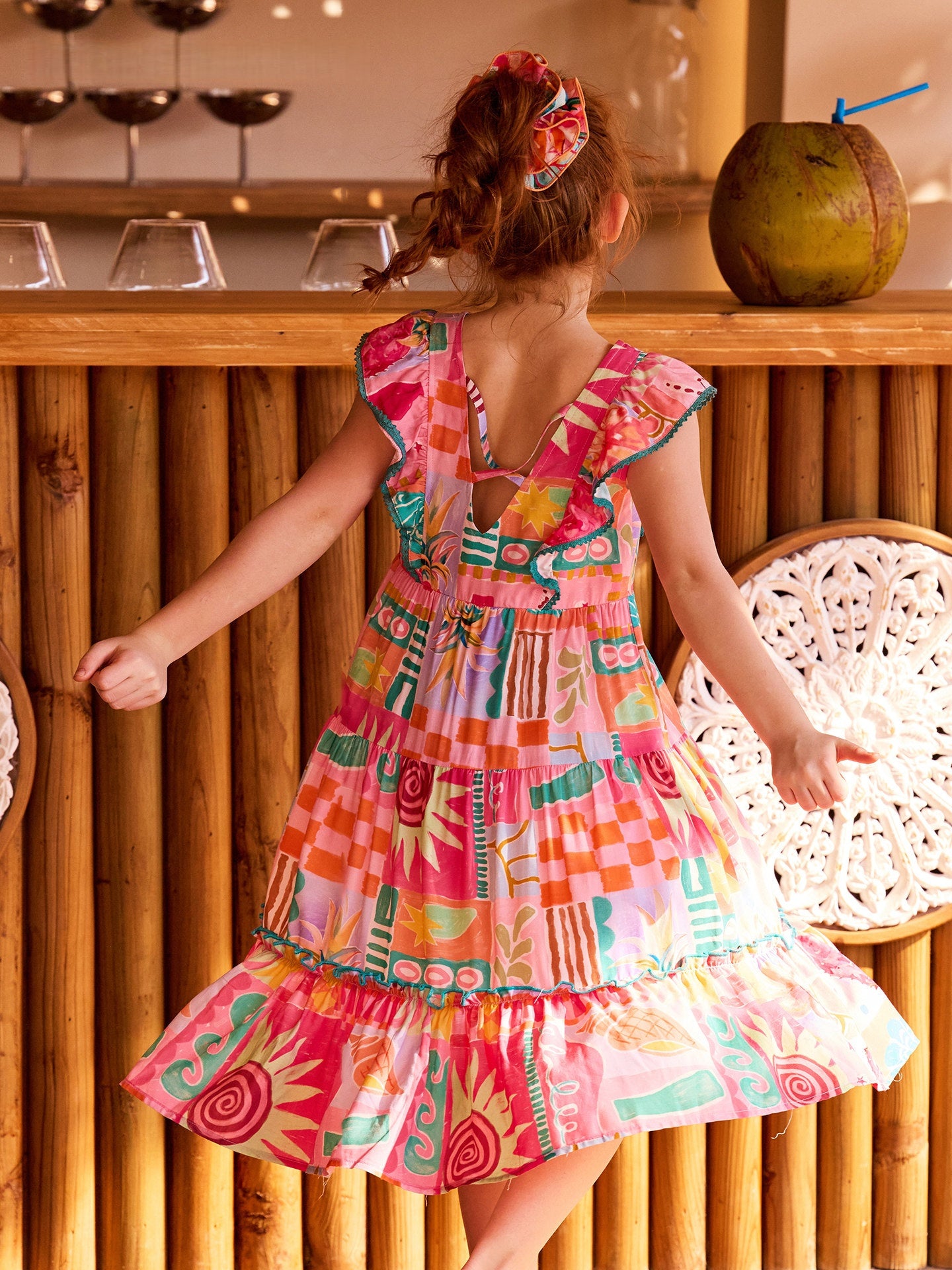 Floral Colorful Fly Sleeve Dress