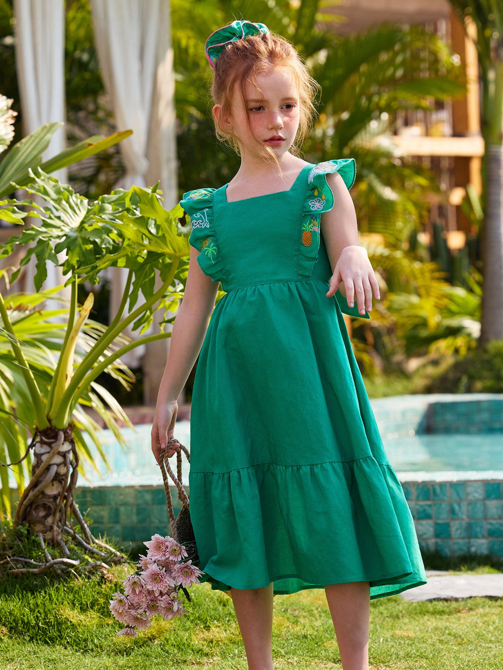 Green Backless Bow Maxi Dress