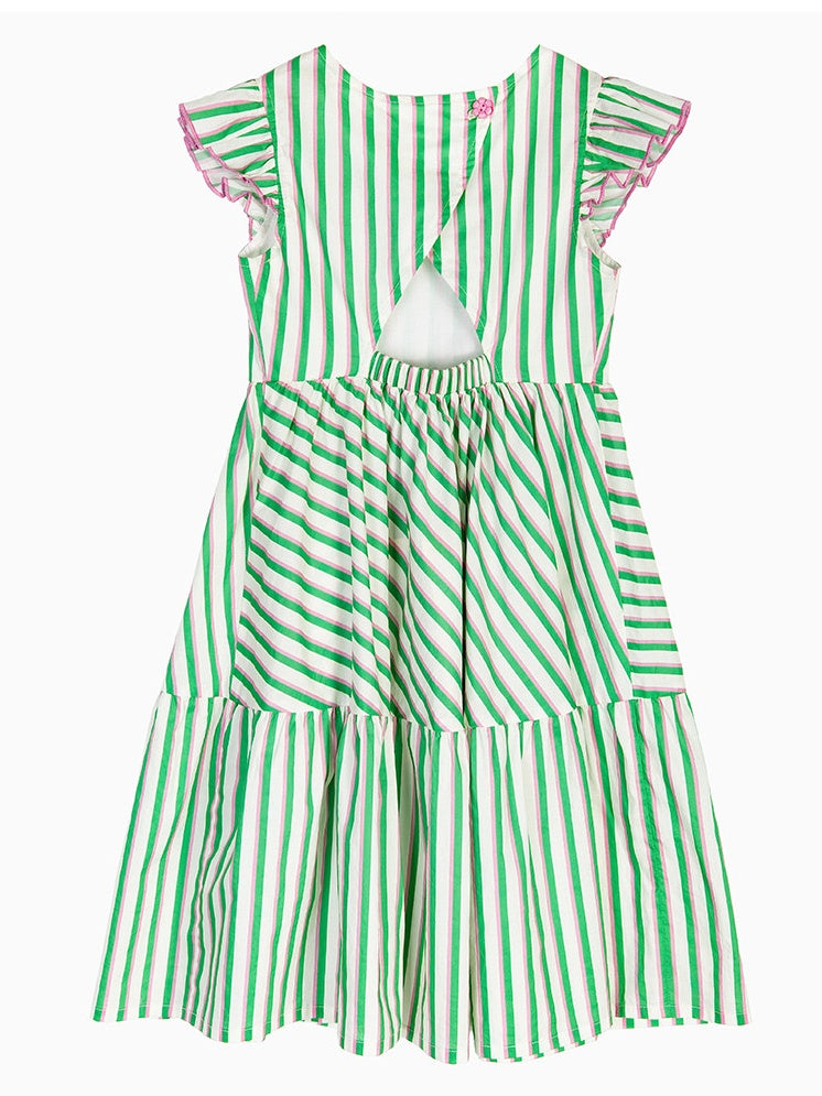 Striped Sequin Embroidered Dress