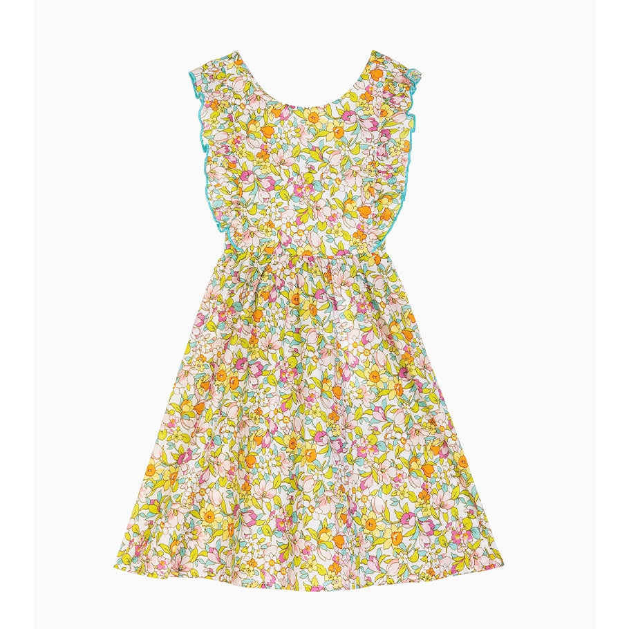 Floral Ruffled Round Neck Dress