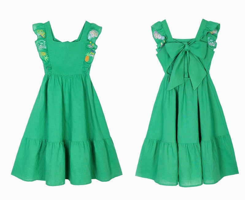 Green Backless Bow Maxi Dress