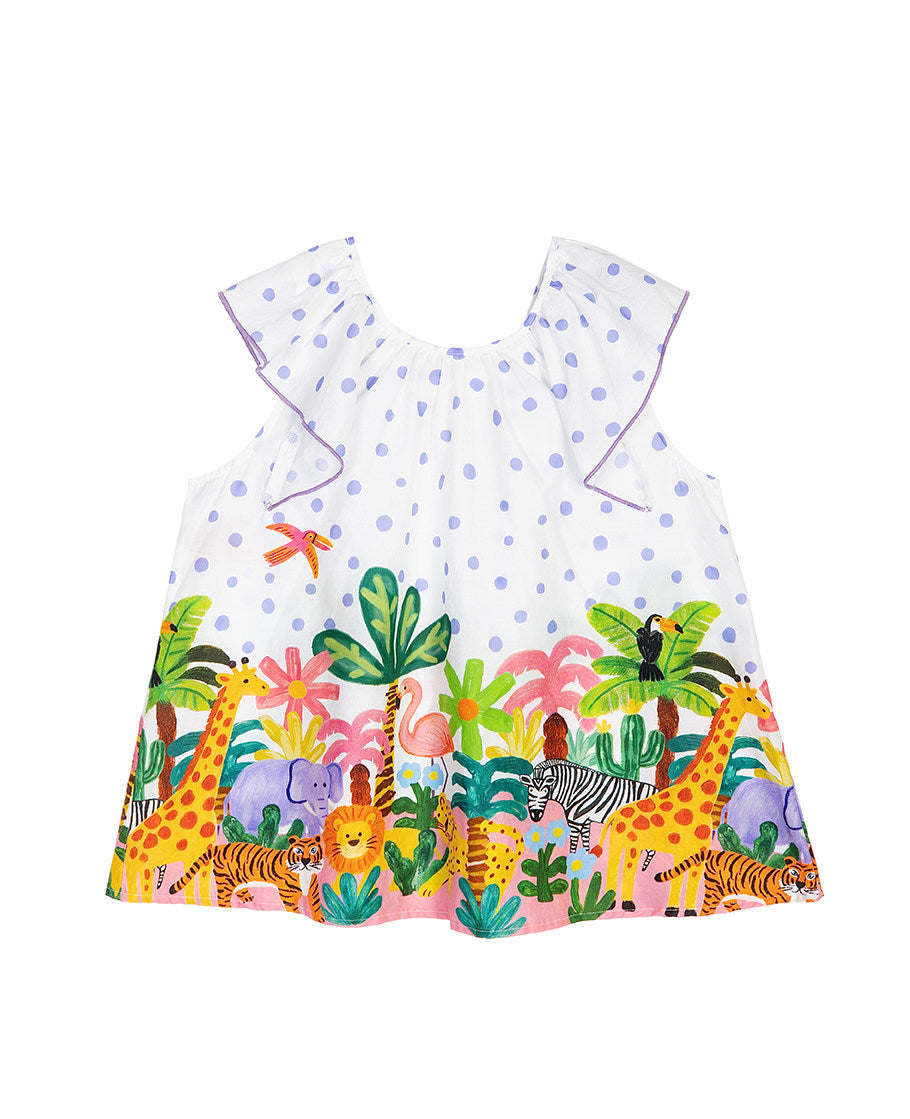 Polka Dot Jungle Print Top