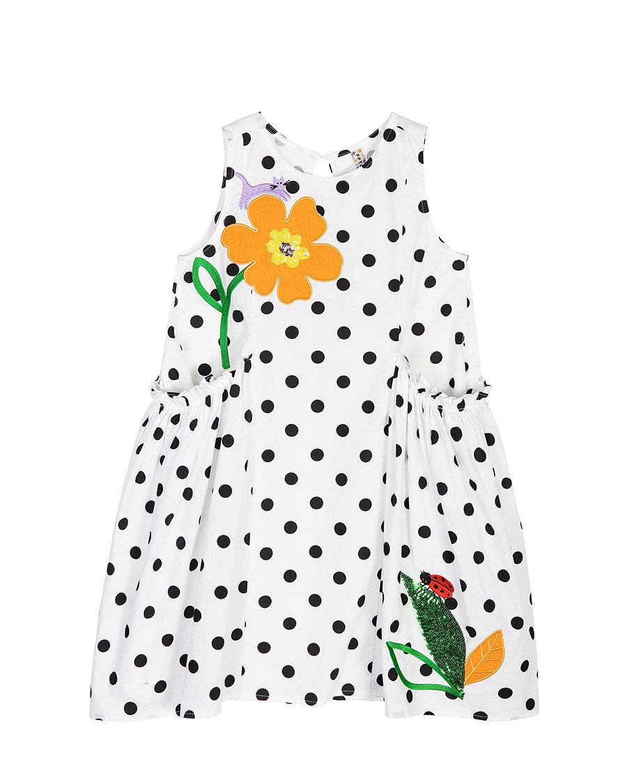Polka Dot Flower Dress With Pockets