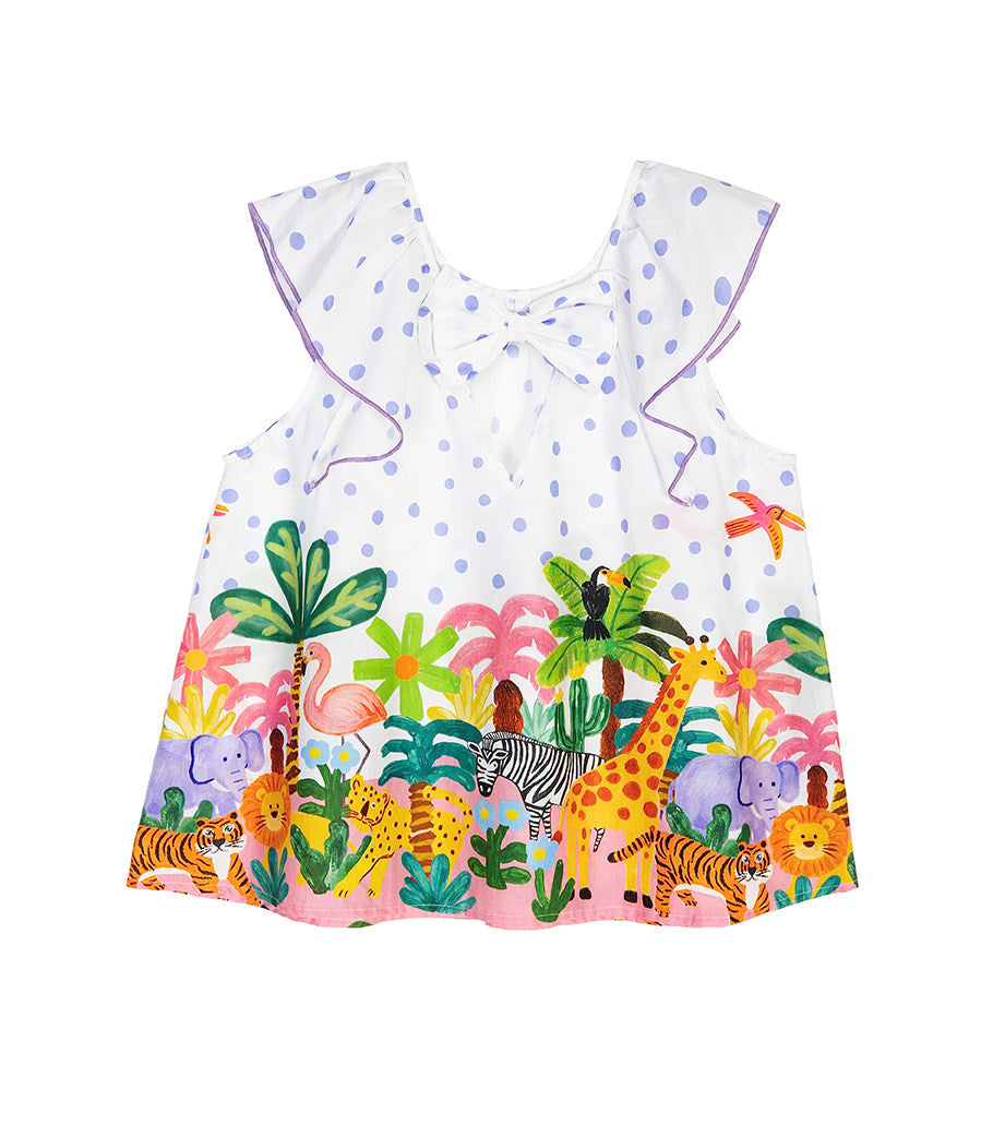 Polka Dot Jungle Print Top