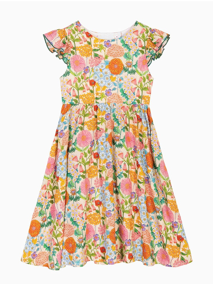 Floral Ruffle Fly Sleeve Dress