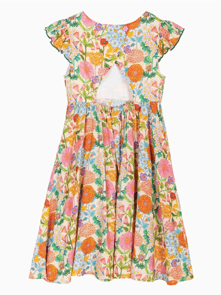 Floral Ruffle Fly Sleeve Dress