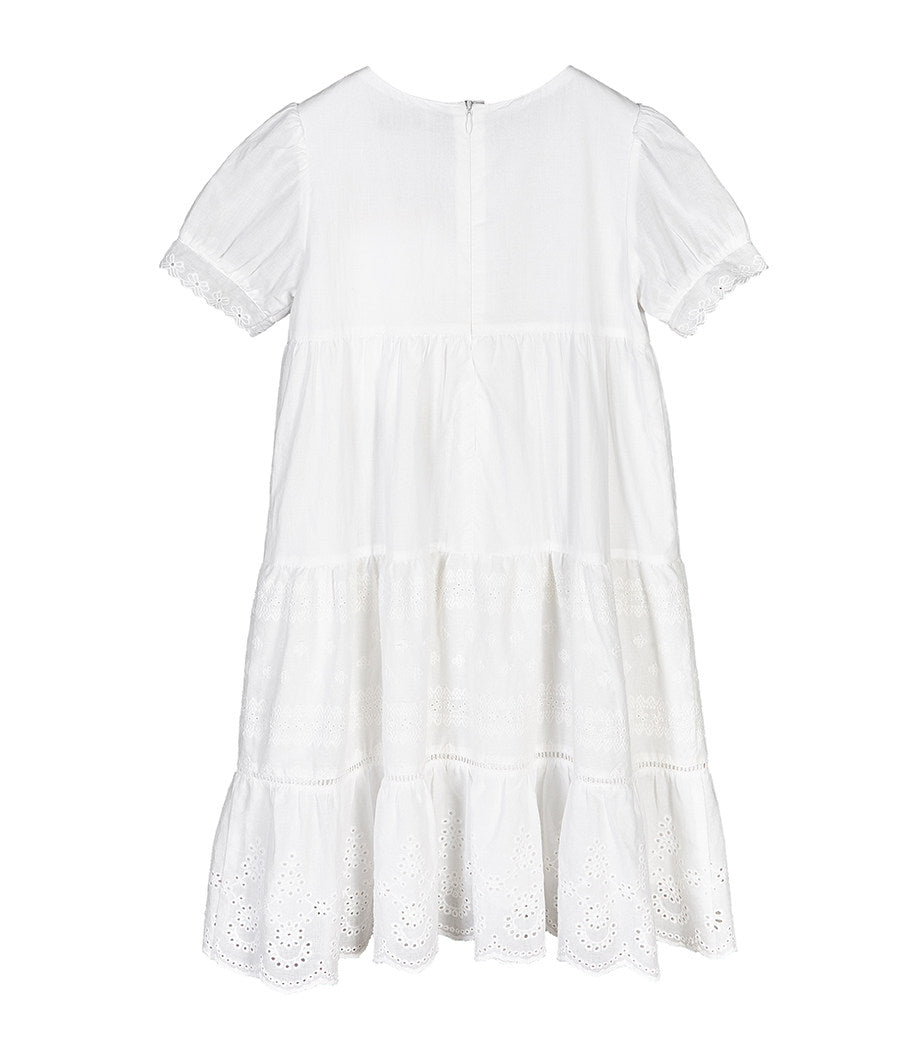 Lace Fly Sleeve Ruffled Dress
